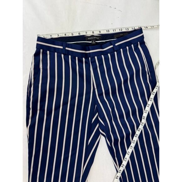 Twee Preppy Banana Republic Ryan Striped Dress Pants Trousers Navy 6 - Picture 3 of 8